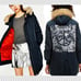 HOT ITEM Blue Waterproof Parka with Urban Graphic Peace Sign