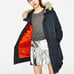 HOT ITEM Blue Waterproof Parka with Urban Graphic Peace Sign