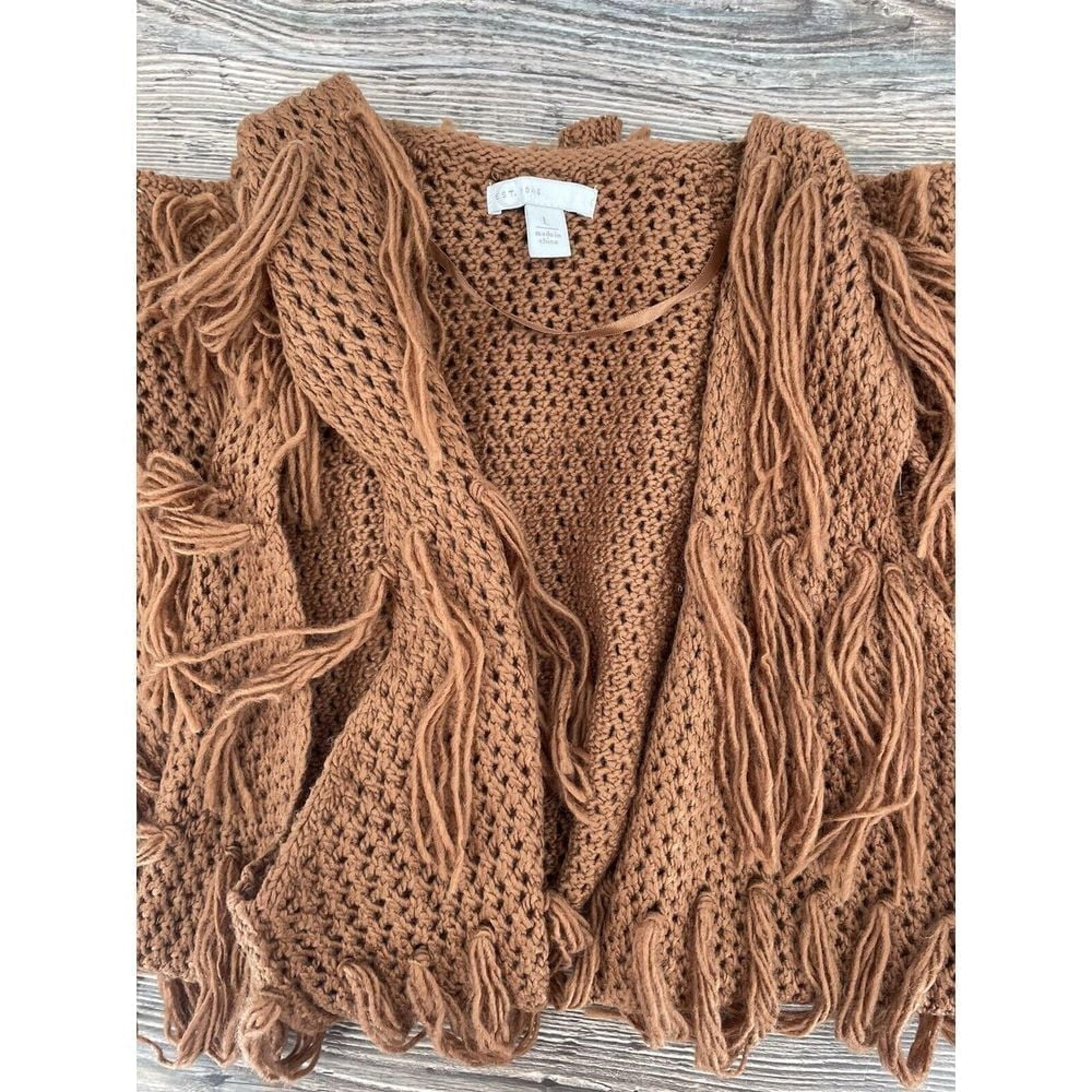 Cato Women's Brown Country Western Fringe Open Casual Vest Size Large