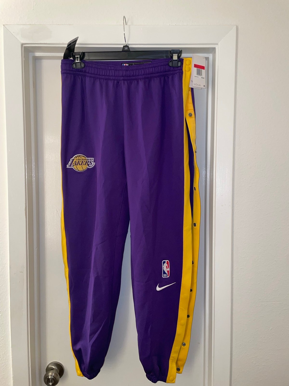 Nike NBA Los Angeles Lakers Player Issued Tearaway Pants DN4539-504 Men’s Sz: L