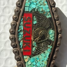 Vintage Belt Buckle Featuring Suzuki Motorcycle Brand Logo