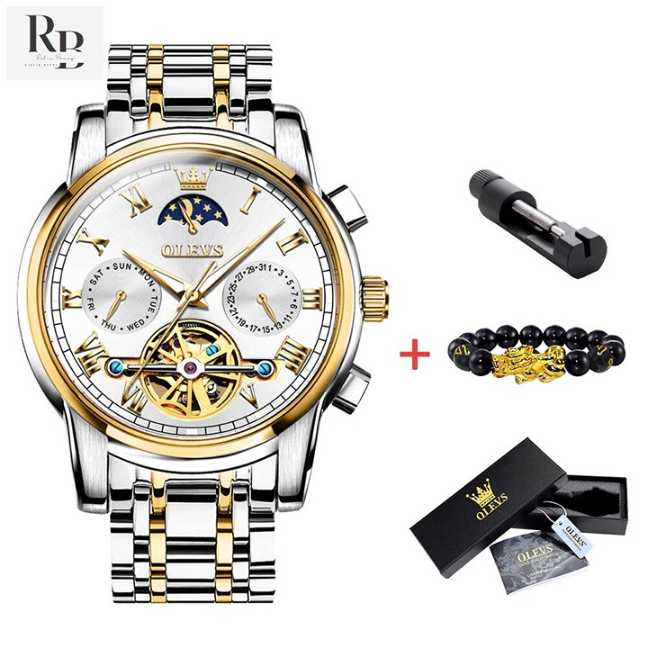 OLEVS Original Automatic Mechanical Watch Tourbillon Wristwatch Waterproof
