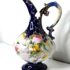 Antique Pitcher Hand Painted with 18k Gold Detail Ornate