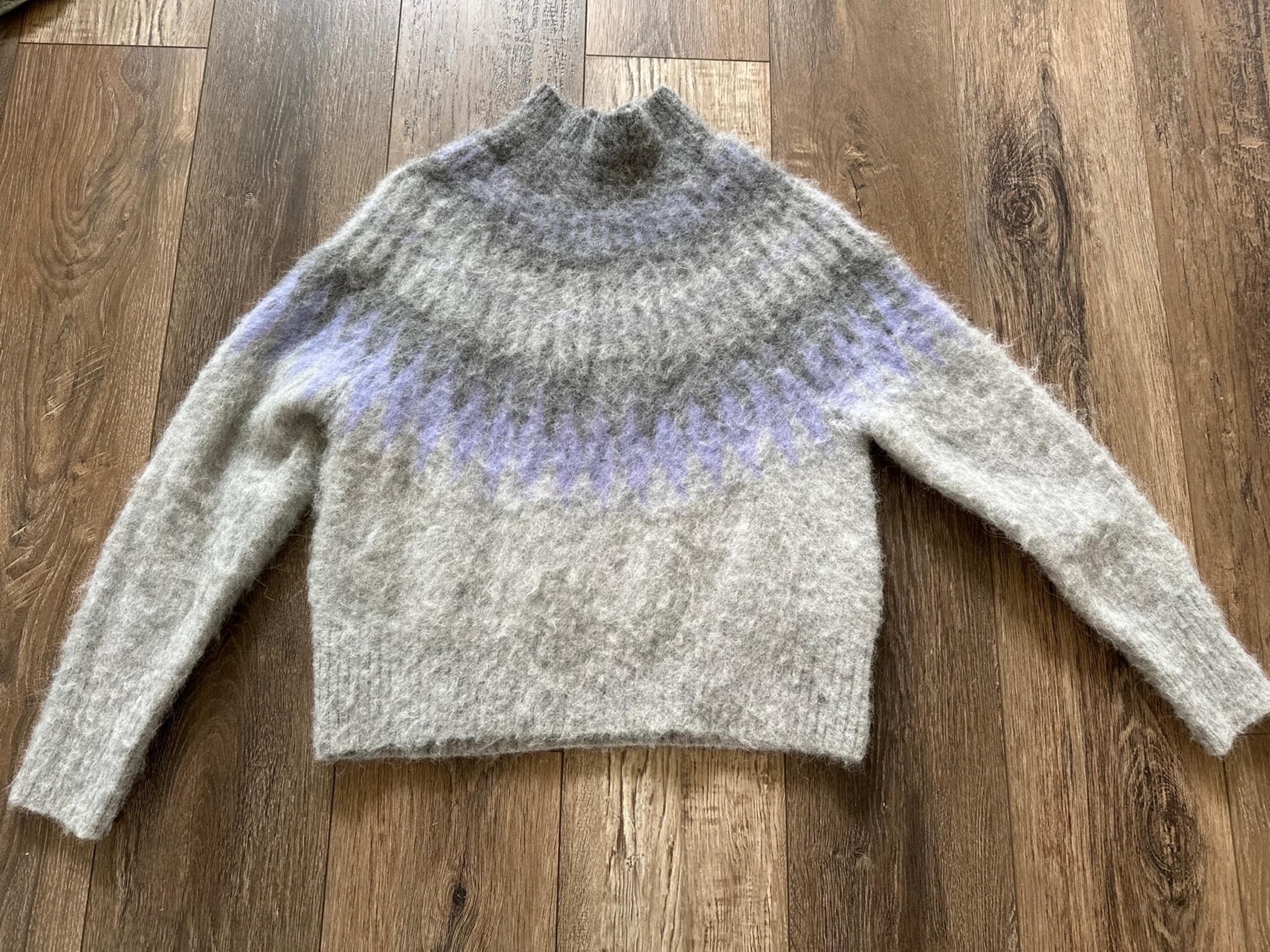 Banana Republic Fairisle Alpaca  Turtleneck Sweater Women’s Medium Grey Purple