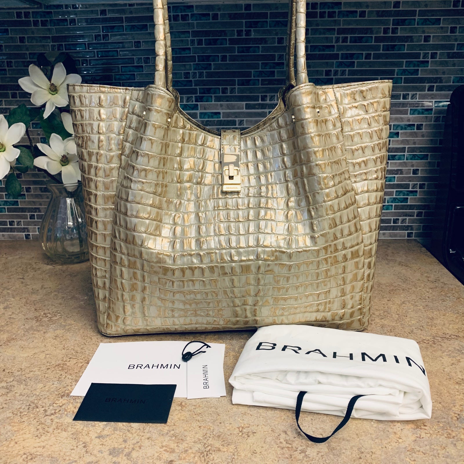 Retailer Brahmin Gold La Scala tote