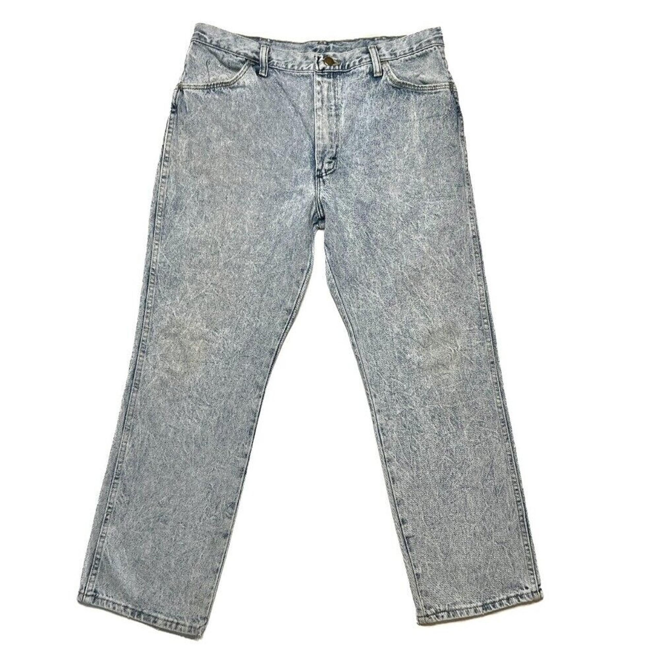 Rustler Jeans Vintage Acid Wash Jeans Denim Relaxed Leg Men's 36 x 30 Blue 80s