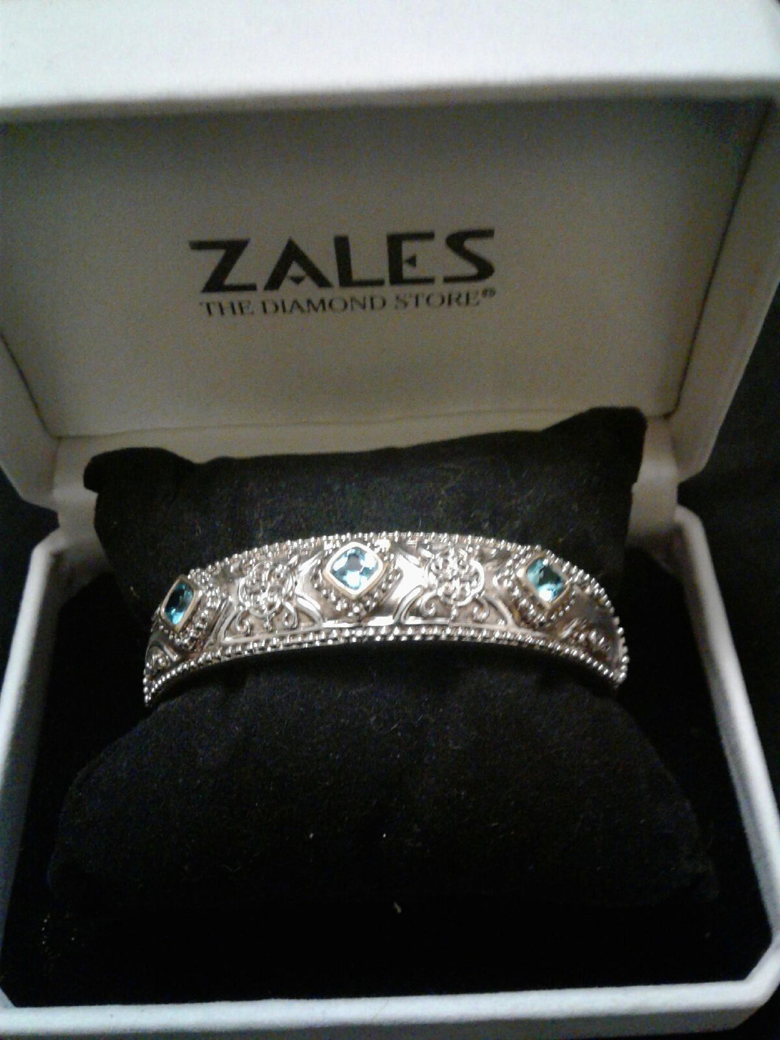 925/14kt Aquamarine Filigree Bangle ...