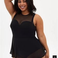 Torrid Underwire Short Mesh Overlay Swim Dress With Brief