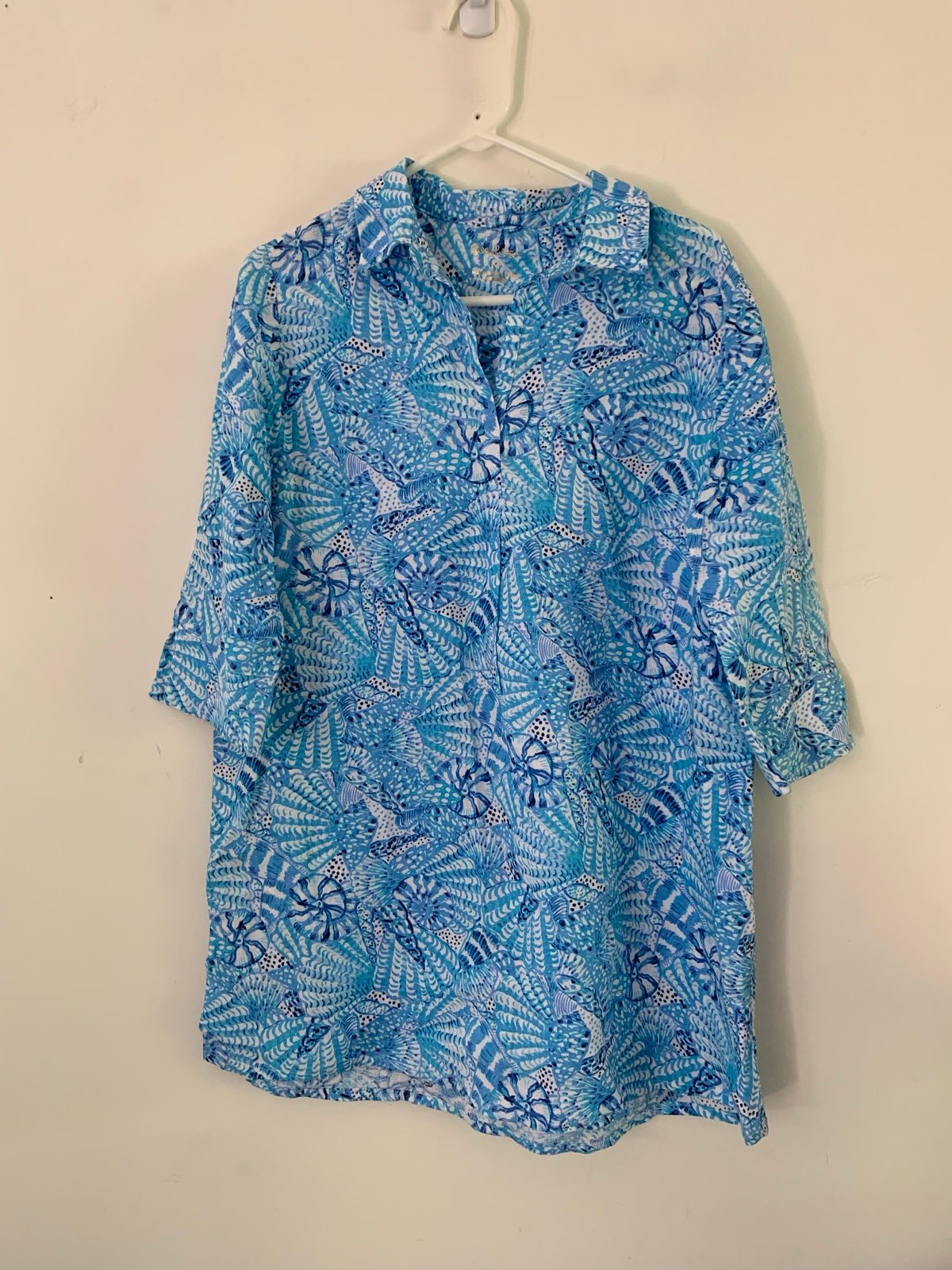 Lilly Pulitzer Medium Pilar Tunic Linen Dress Amalfi Blue NWOT No Tag.