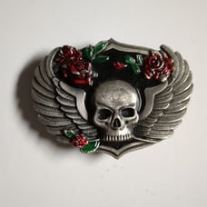Vintage Pewter Skull Buckle, 1988
