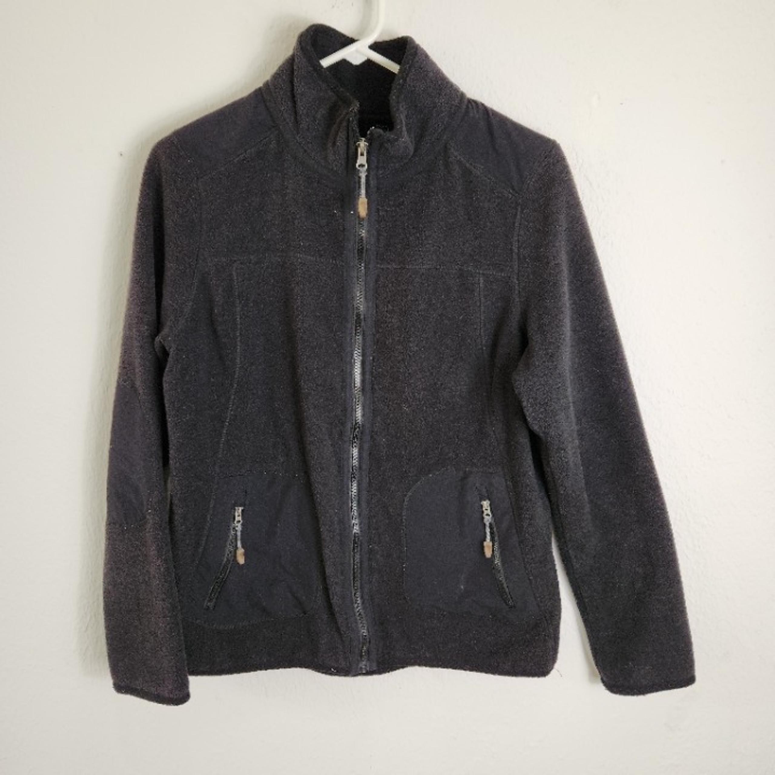 Green Tea Jacket Womens Medium Black Fleece Full Zip