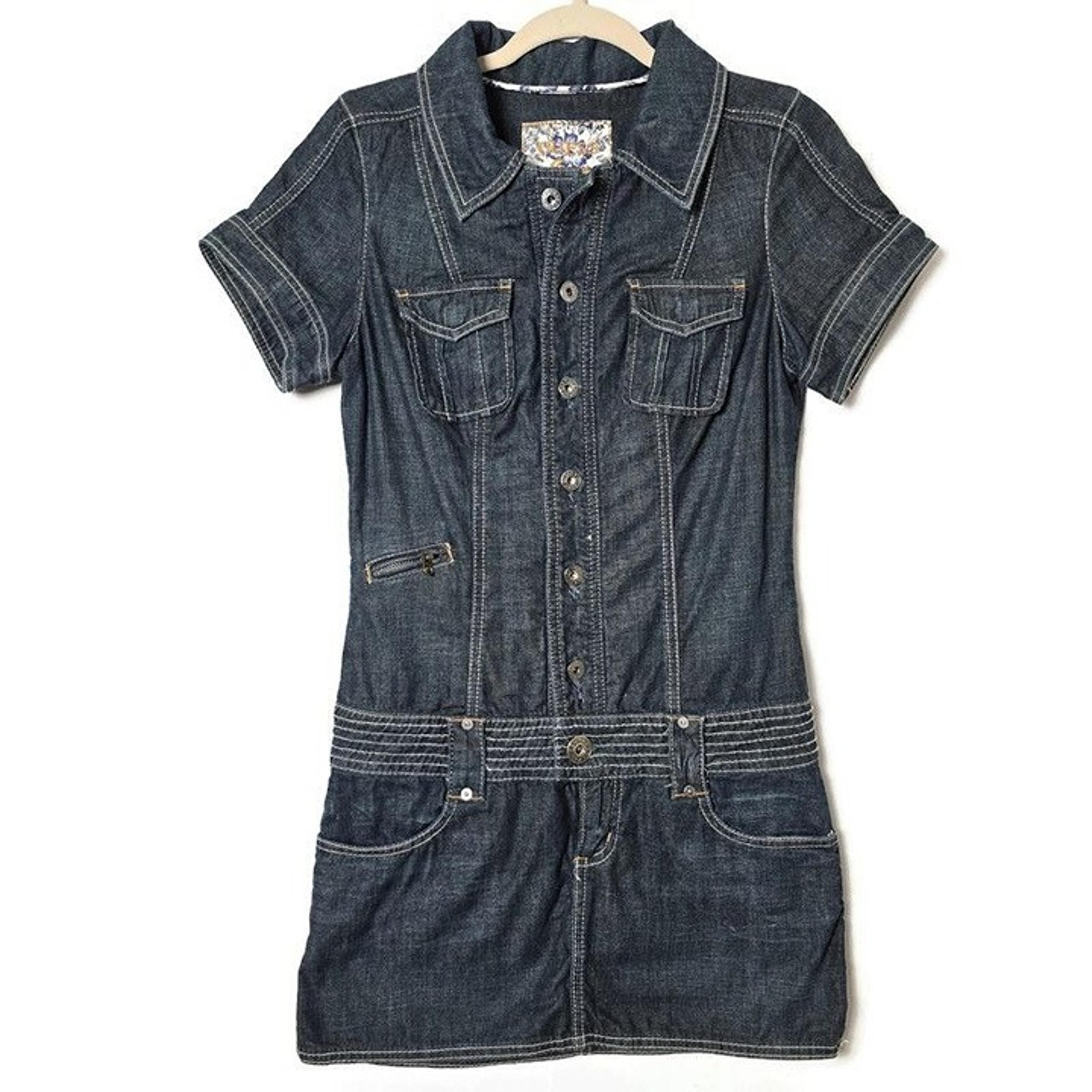 Vintage Guess Jeans Womens Y2K 90s Style Denim Micro Mini Low Rise Dress M