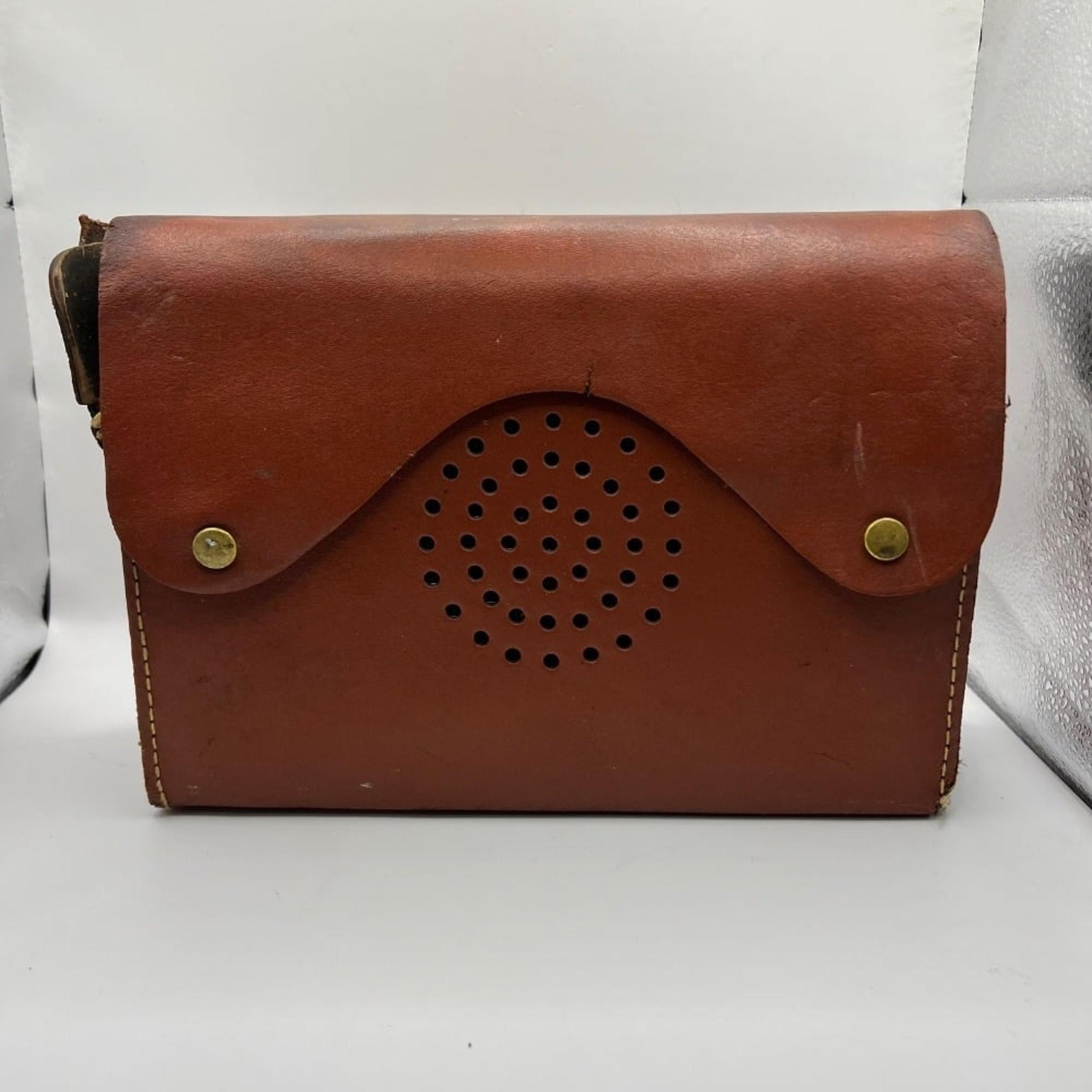 General Electric Tube Radio Vintage Brown Leather Case Portable Transistor