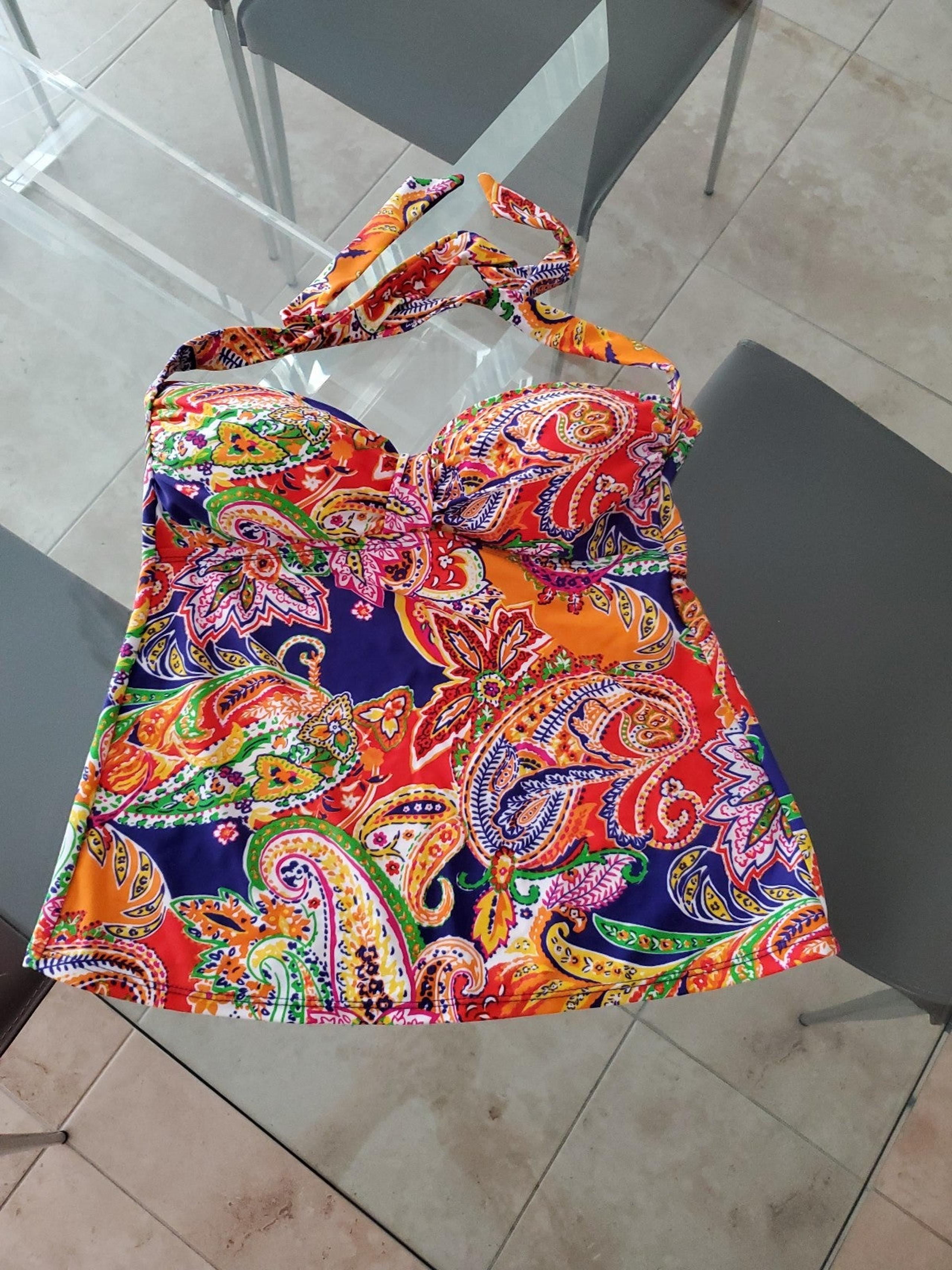 NWOT CHAPS multi color Tankini Top