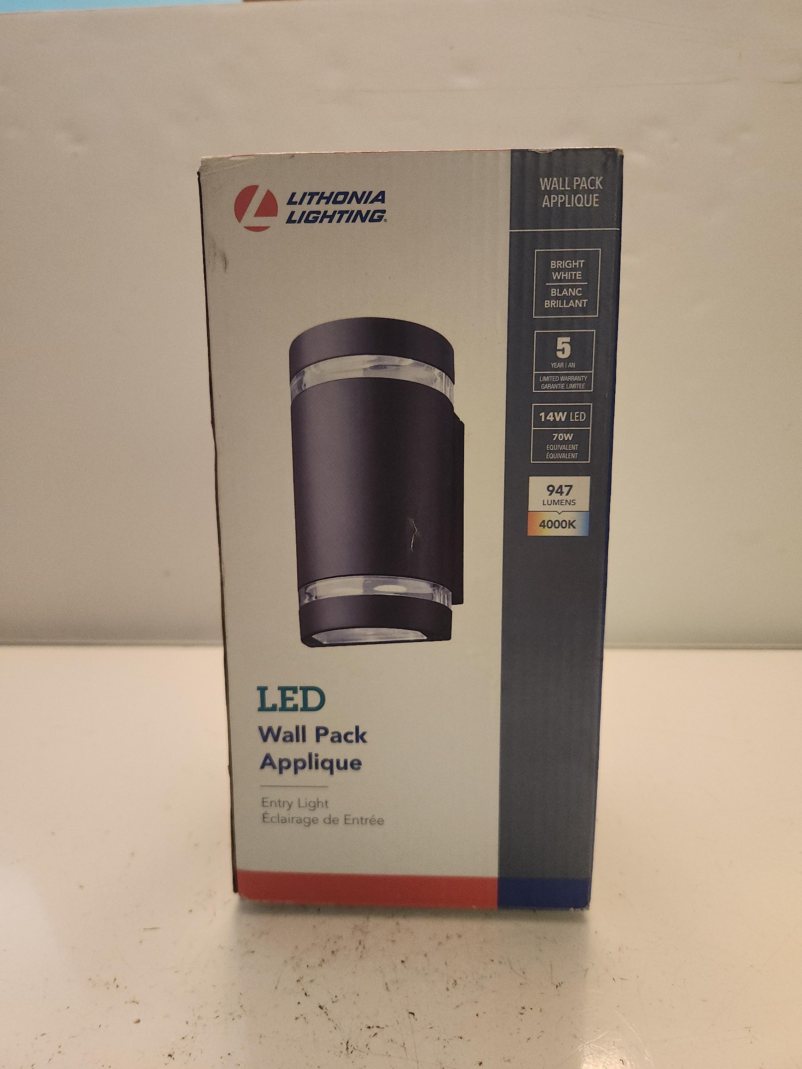 Lithonia Lighting 4000K Wall LED Downlighter Outdoor Wall Light Black Cylinder