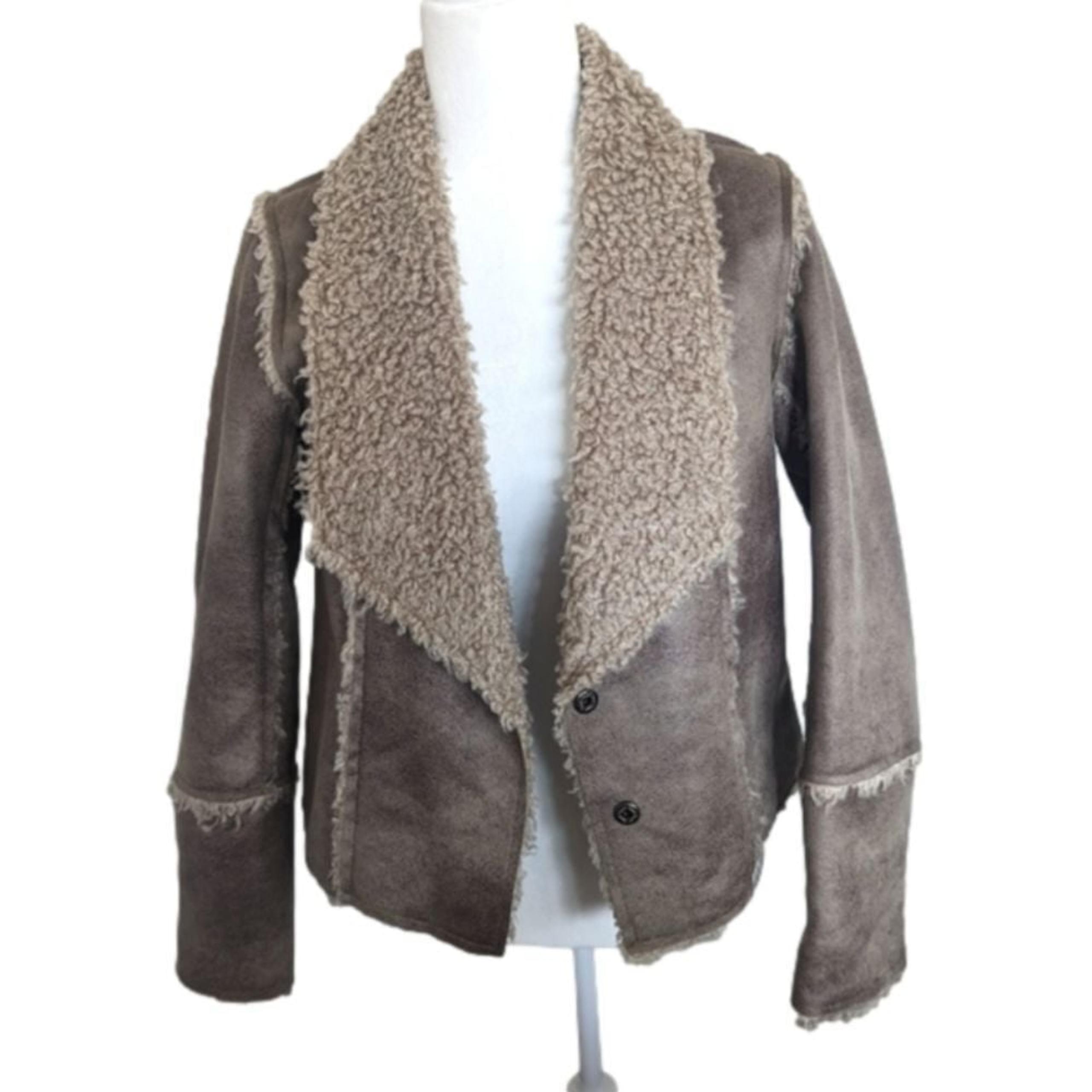 Velvet By Graham & Spencer NWT Women's Medium Suede Faux Fur Tan Jacket Blazer