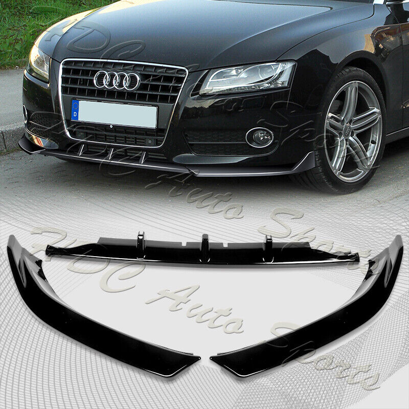 For 2008-2012 Audi A5/Quattro STP-Style Painted Black Front Bumper Spoiler Lip