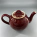 Hall USA Vintage China Ceramic Burgundy & Gold Dogwood Flower 6 Cup Teapot #053