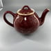 Hall USA Vintage China Ceramic Burgundy & Gold Dogwood Flower 6 Cup Teapot #053