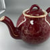 Hall USA Vintage China Ceramic Burgundy & Gold Dogwood Flower 6 Cup Teapot #053
