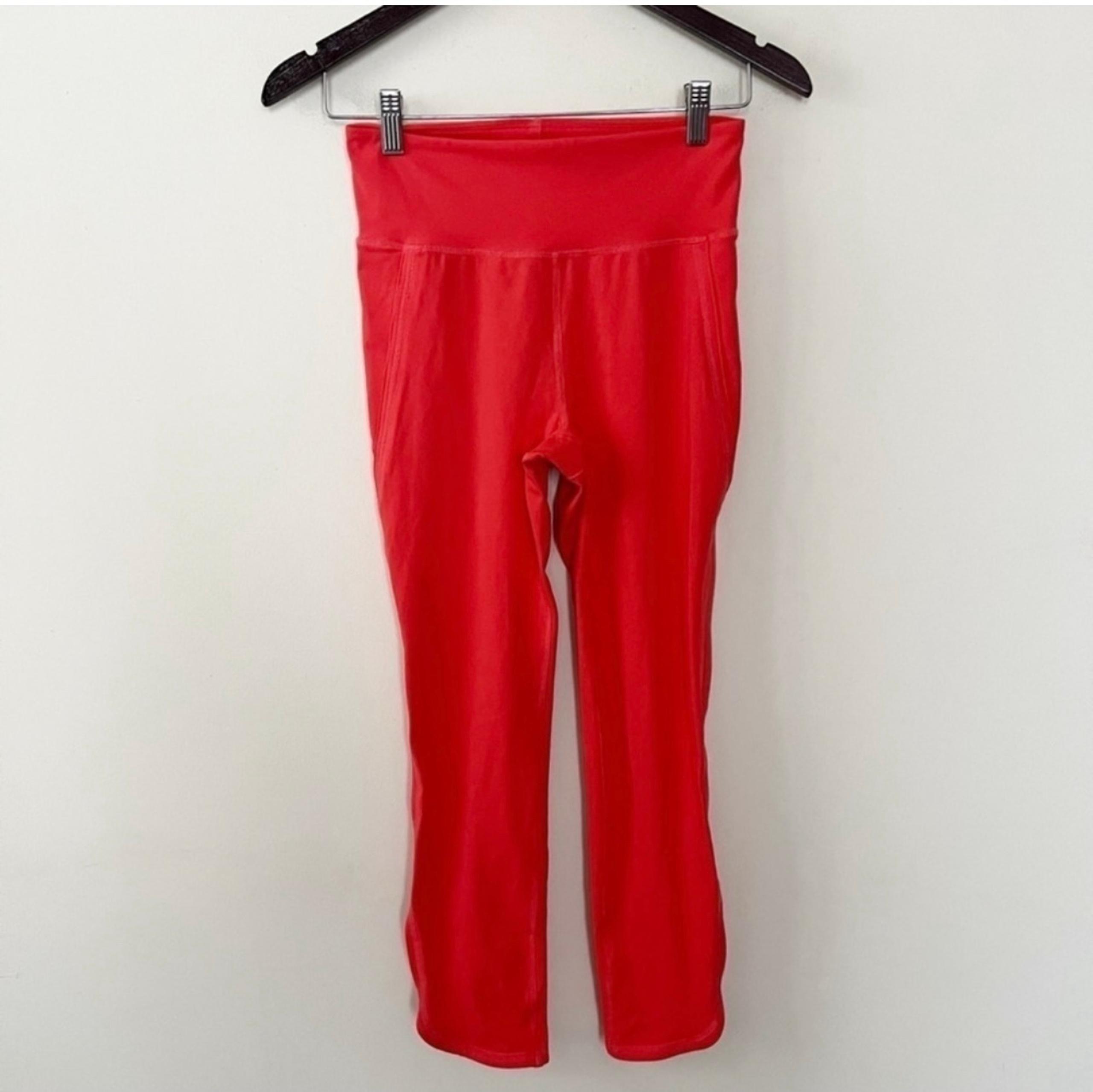 Free People Leggings Womens Activewear Neon Pink Cut Out Side Size Small Cropped
