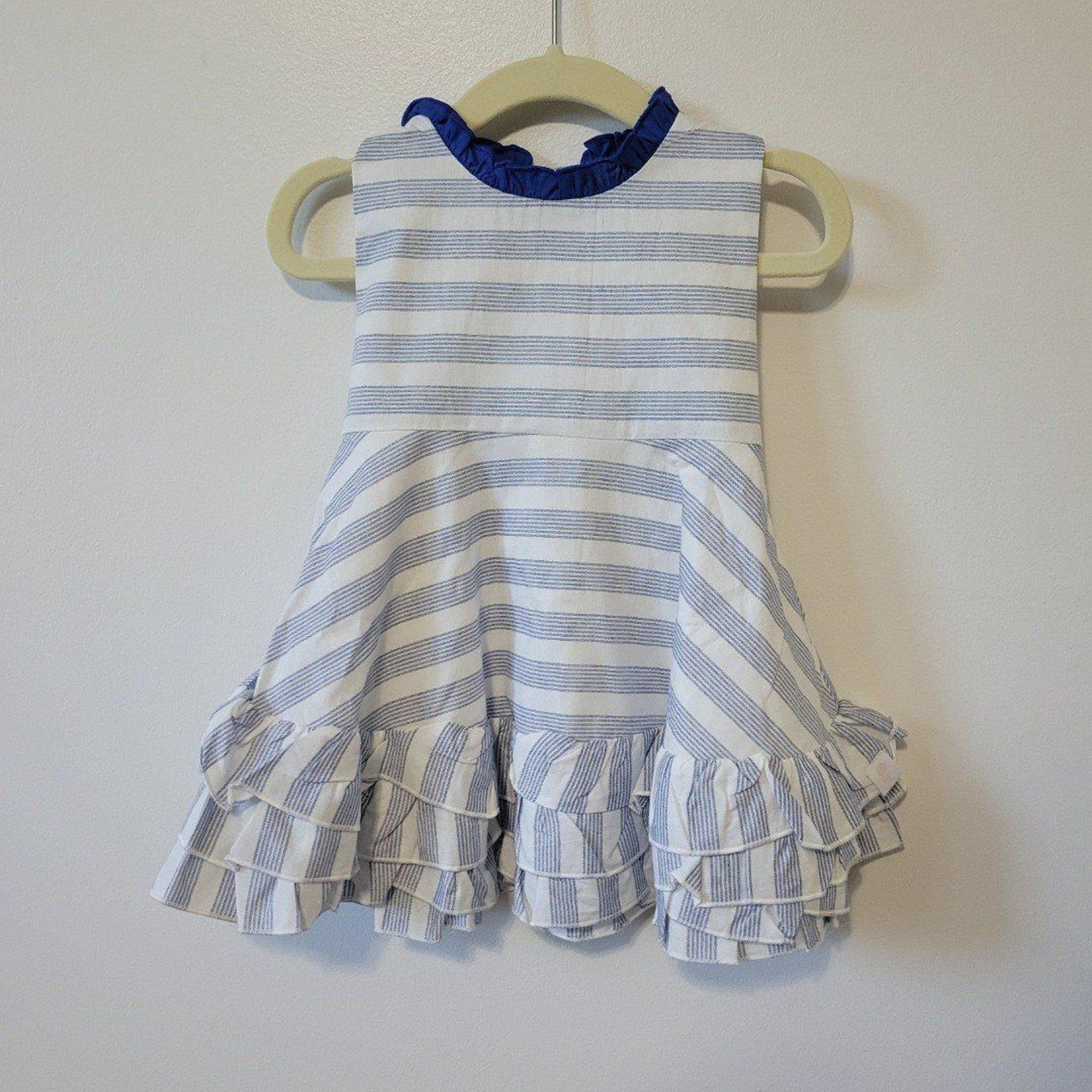 Sweethoney Day Dress - Blue Pinstripes - Size 18M