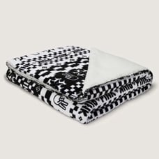 Victoria's Secret PINK Fair Isle Black & White Peace Sherpa Blanket