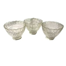 Antique Set Lot Of 3 Lamp Glass Crystal Shades Floral Pattern Frosted Bundle
