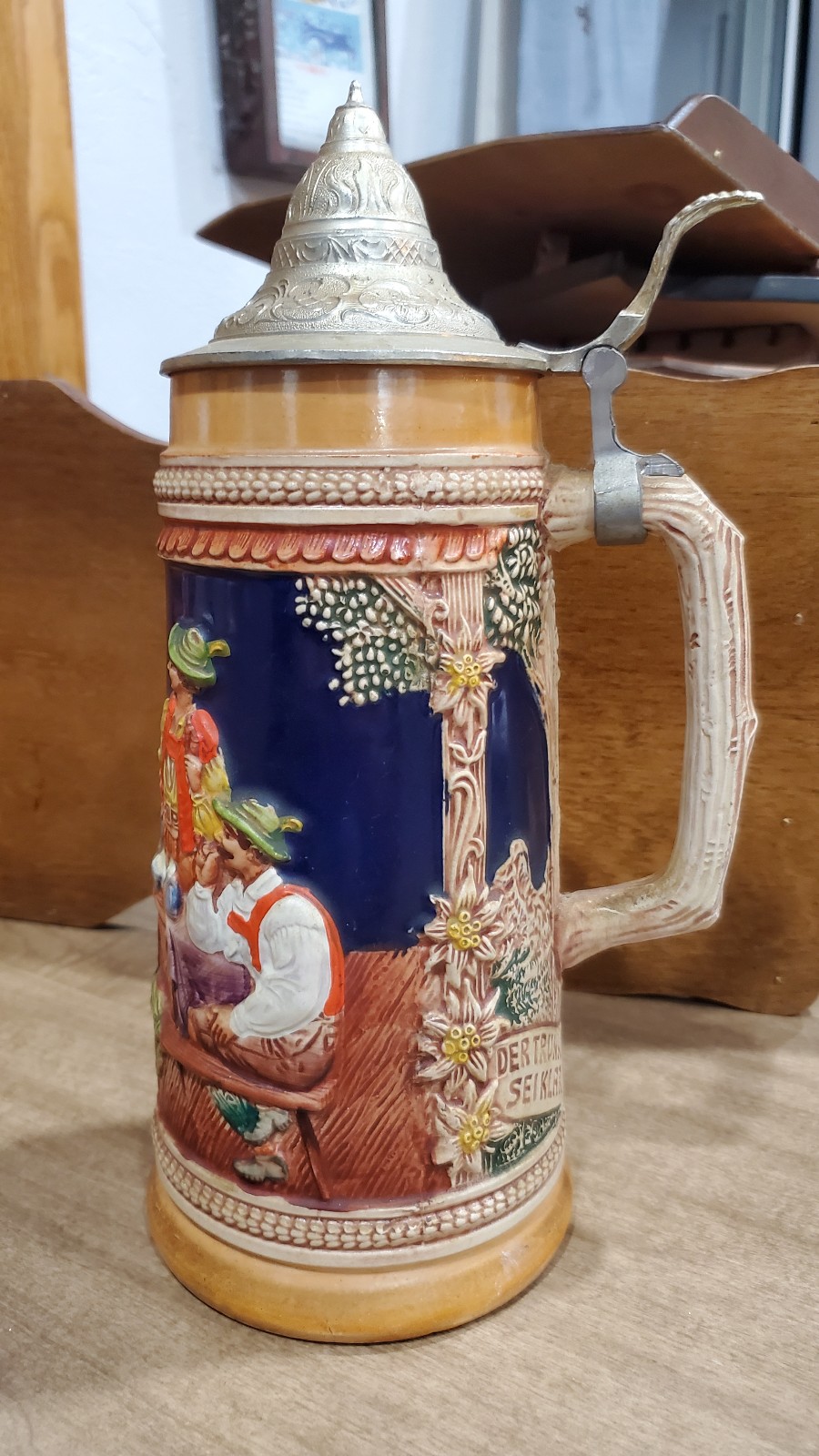 VINTAGE GERZ W GERMAN LIDDED BEER STEIN