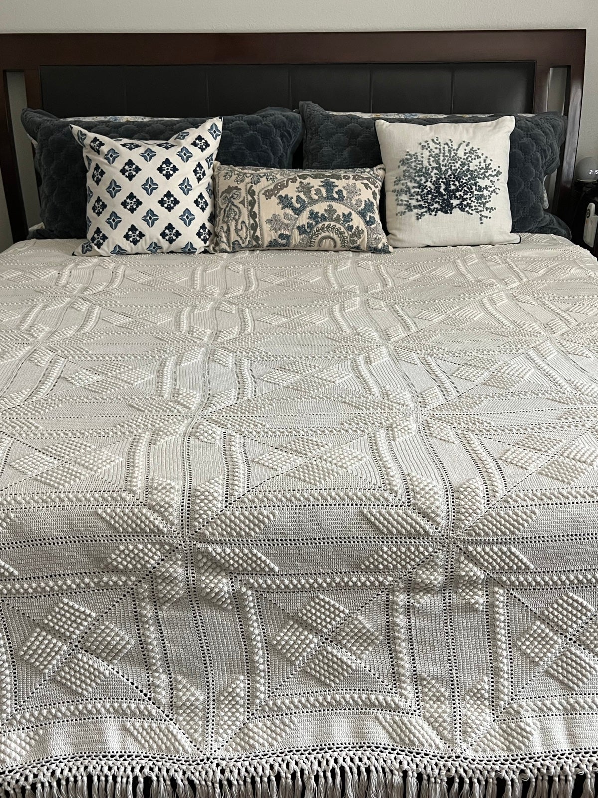 Vintage Bohemian Handmade Crochet Bed Spread King