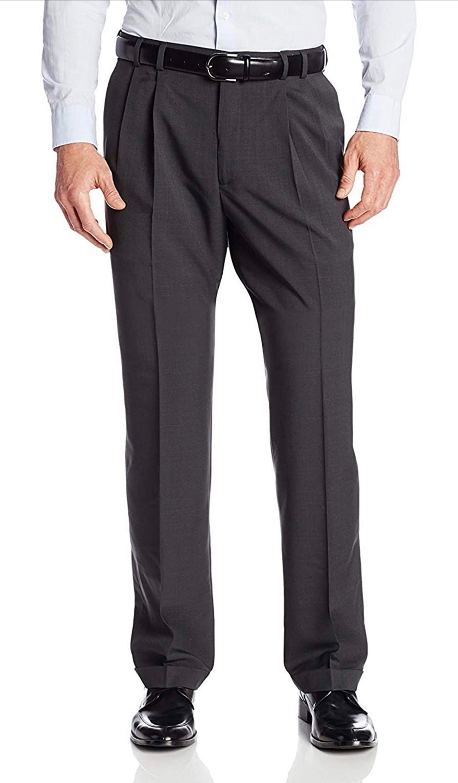 Van Heusen Men Big & Tall Stretch Traveler Cuffed Crosshatch Pleated Pant 54x30