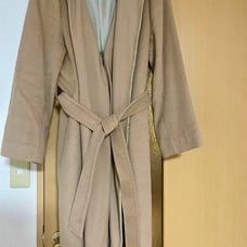 INED◆Retail Price 100,000 Yen, 100% Cashmere Hooded Coat, Beige, Belt, Size 15
