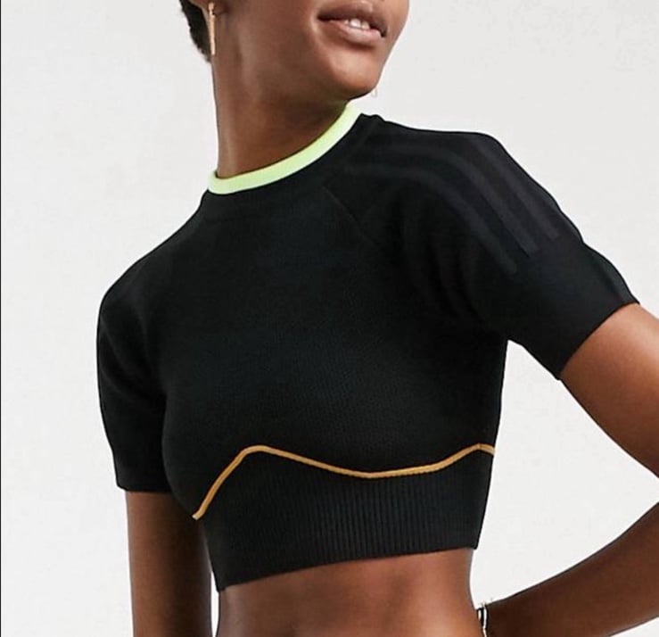 Womens New Adidas X Ivy Park knitted Cropped Top In Black