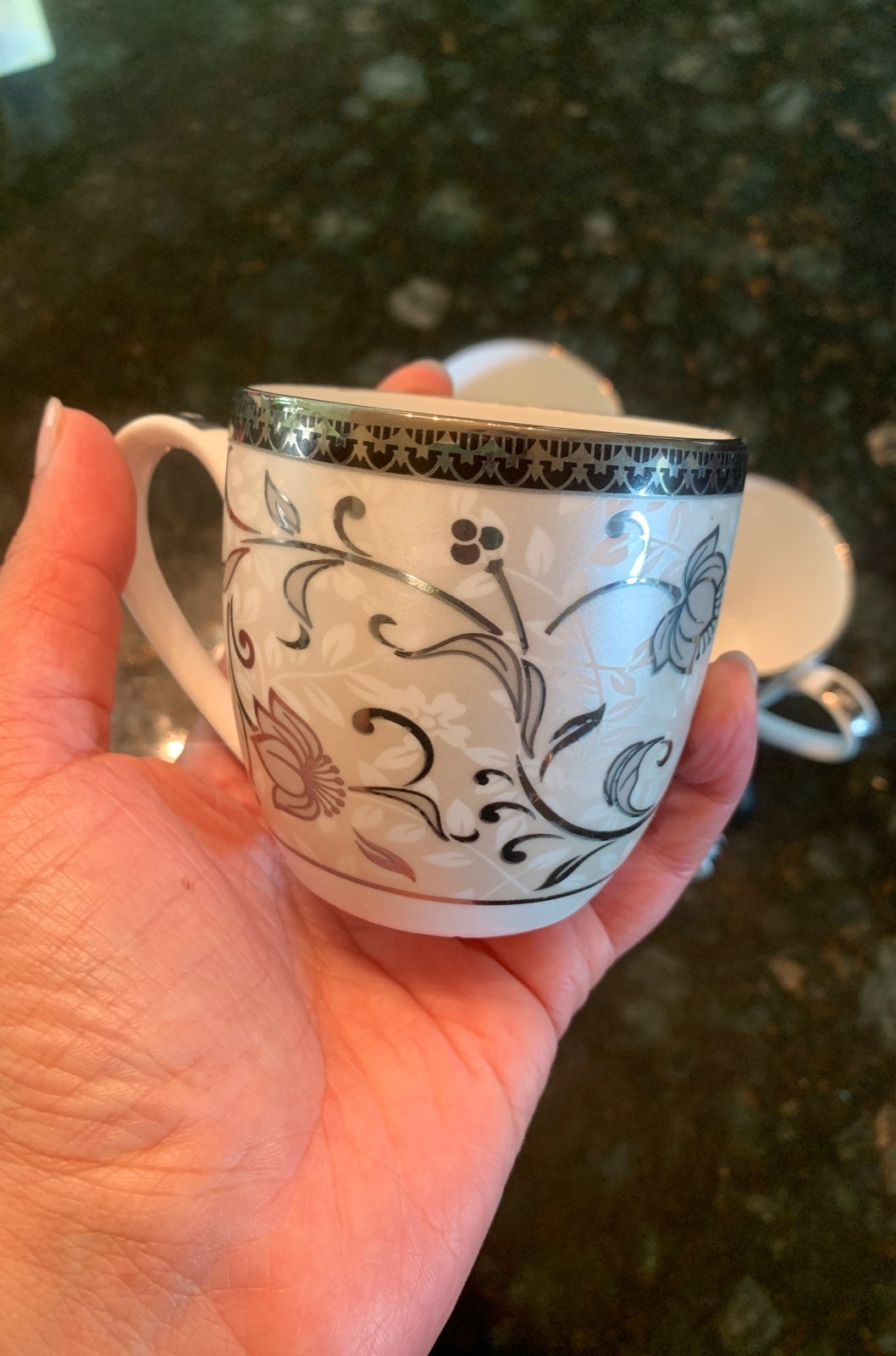 Metallic Floral Teacups