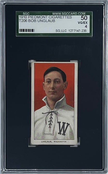 Bob Unglaub 1910 T206 Piedmont 350 SGC 4 (VG/EX) 50 Baseball Card