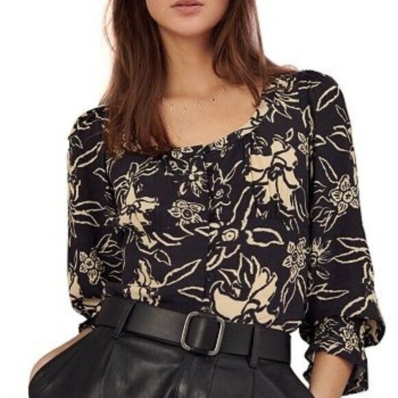 NWT 230 ba&sh BLOUSE SESSEE FLORAL TOP SZ 3 LARGE