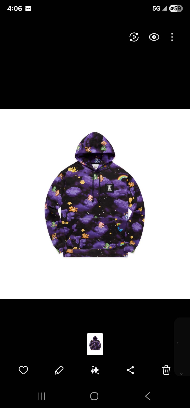Teddy fresh carebears hoodie new with tags