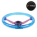 NEW JDM TRD Universal 6-Hole 350mm Deep Dish Blue Crystal Bubble Steering Wheel