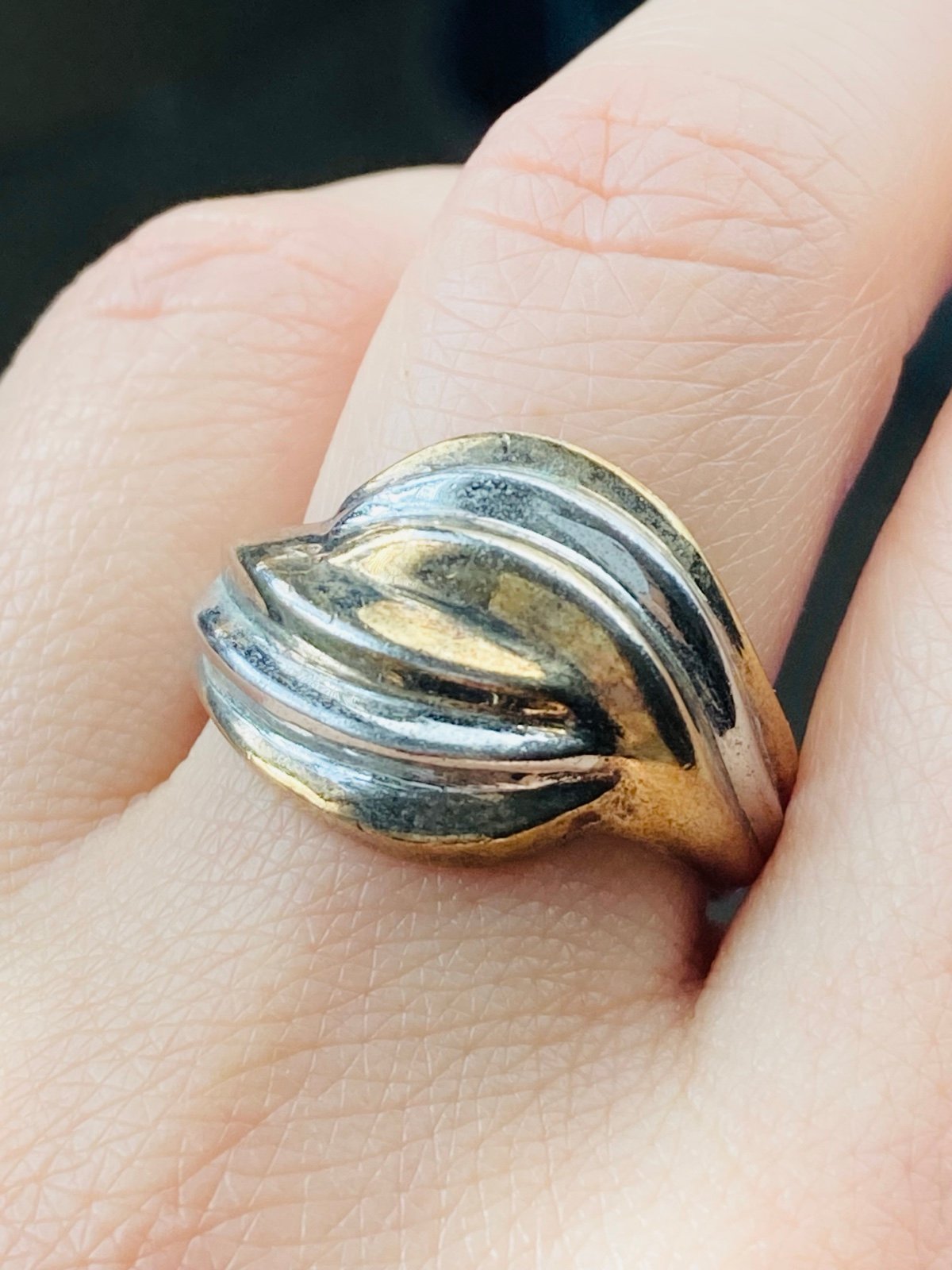 924 sterling silver 14k gold plated two tone ring