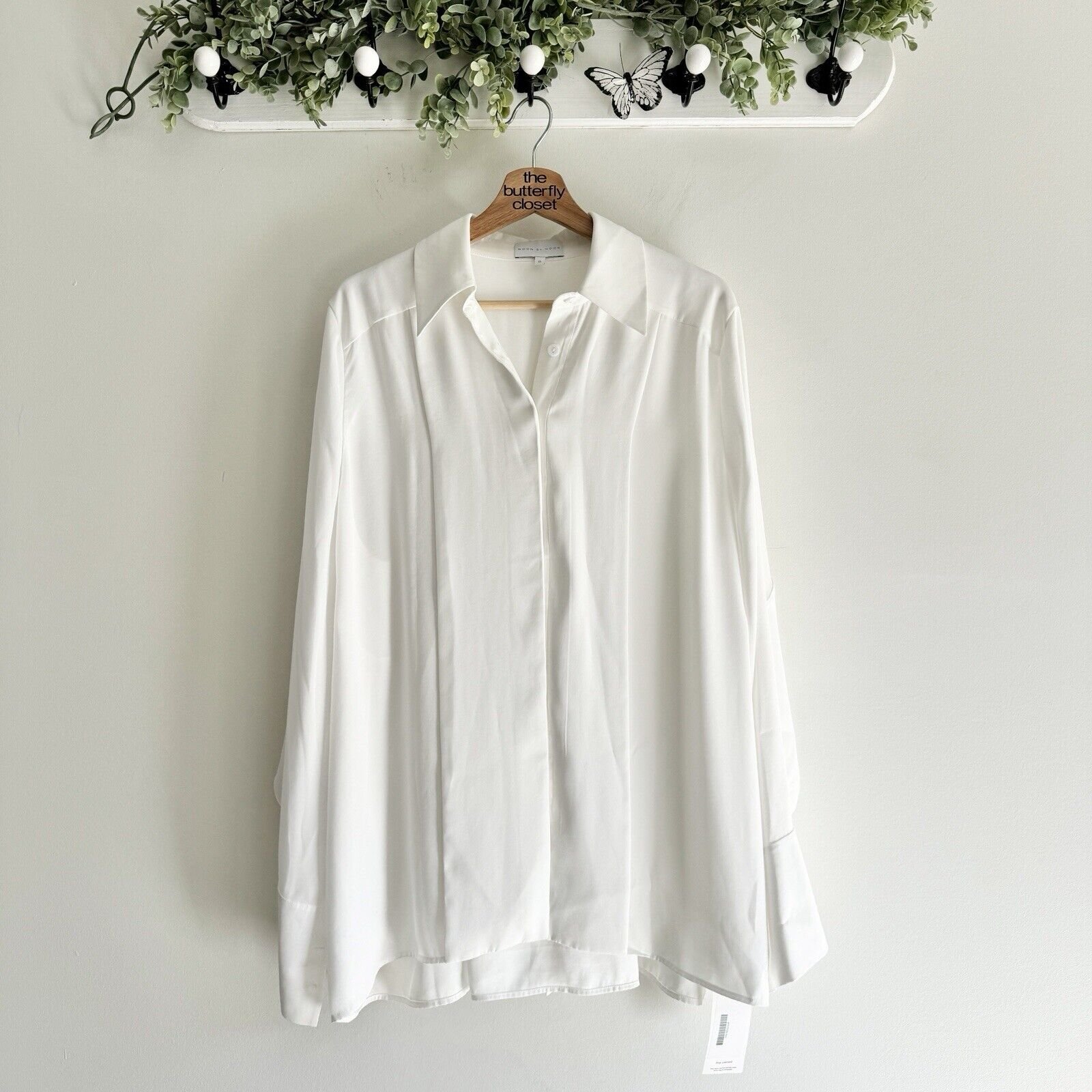Noon By Noor White Satin Button Down Shirt Size 8 KD