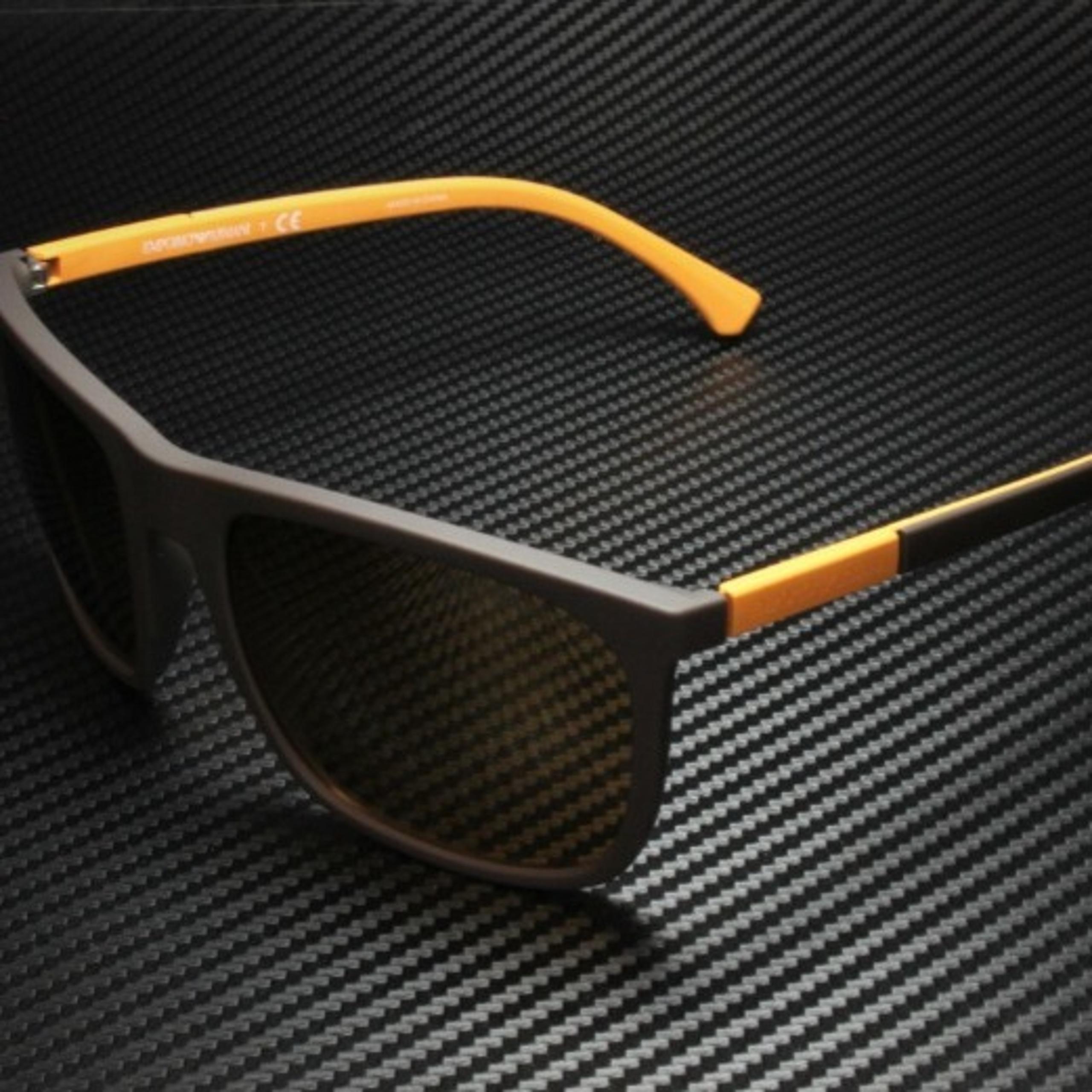 Emporio Armani Men's Rubber Brown and Gold 59mm Sunglasses!