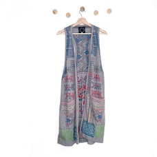 Johnny Was Biya Embroidered Duster Vest Sleeveless Cardigan