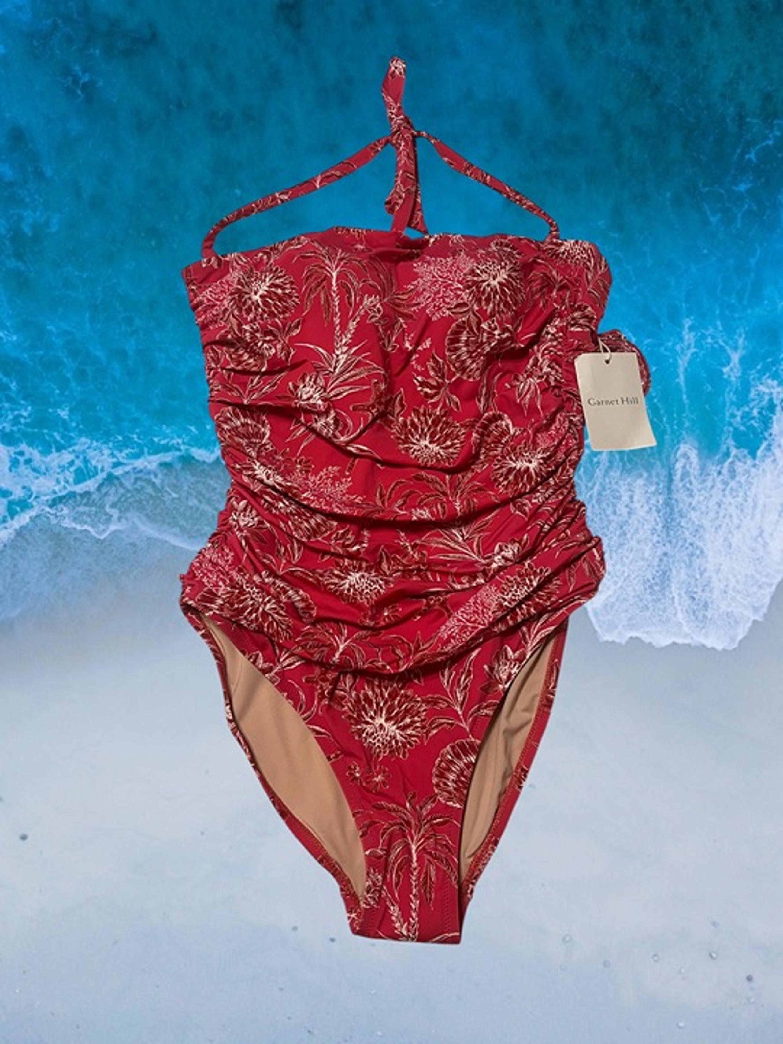 Garnet Hill Twist Front Ruched One piece with removable Halter - Size 6 NEW