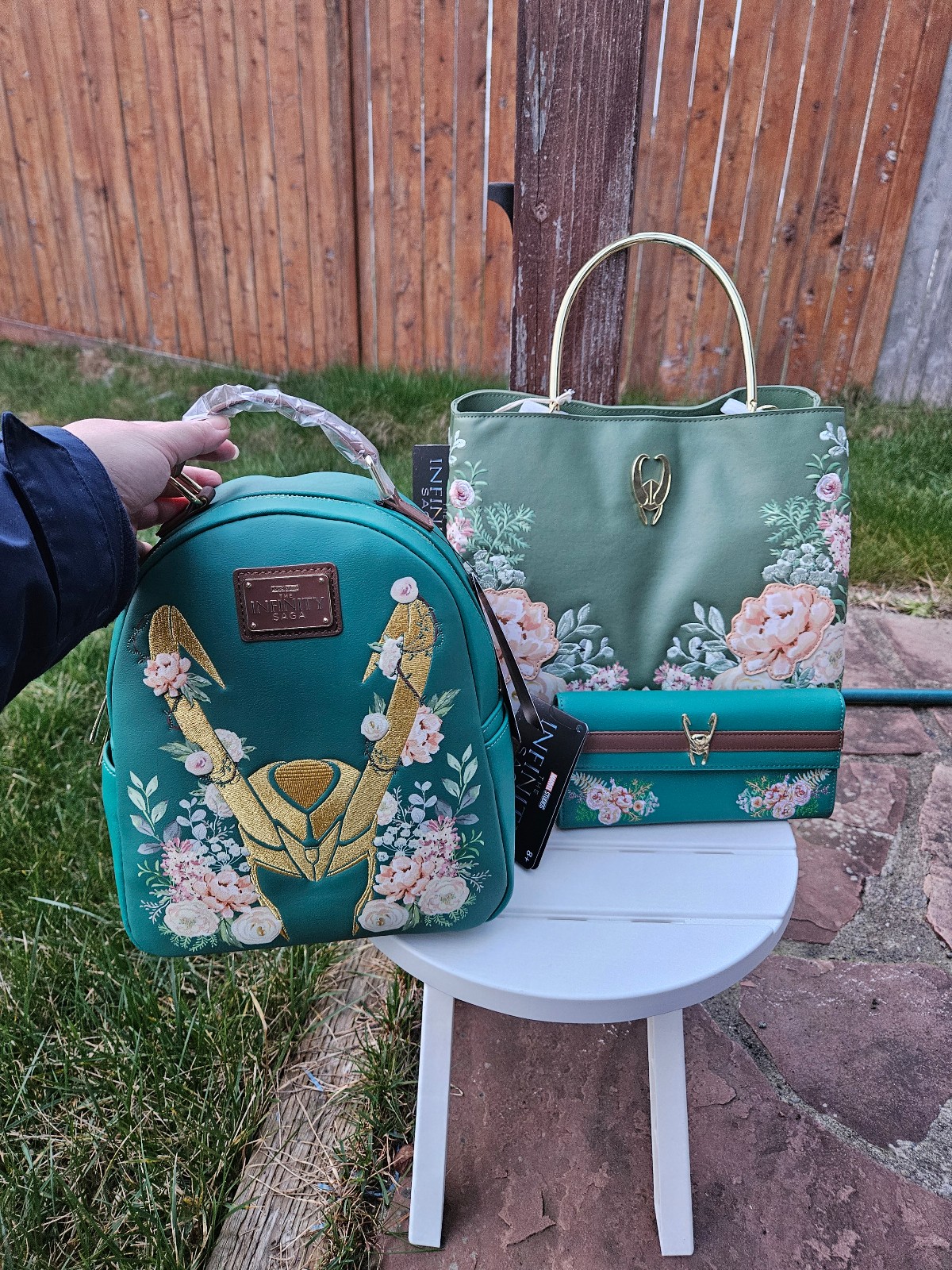 Loungefly Marvel Loki Floral Mini Backpack Handbag Bundle