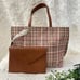 Elliott Lucca Delphine Plaid Faux Leather East WestTote Bag with Slim Pouch NEW