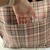 Elliott Lucca Delphine Plaid Faux Leather East WestTote Bag with Slim Pouch NEW