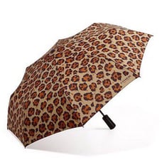 NWT！Coach Wild Beast Brown Black Print Folding Retractable UMBRELLA
