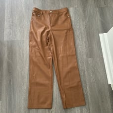Cami Nyc Tan Vegan Leather Straight Leg Pants Size SMALL