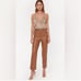 Cami Nyc Tan Vegan Leather Straight Leg Pants Size SMALL