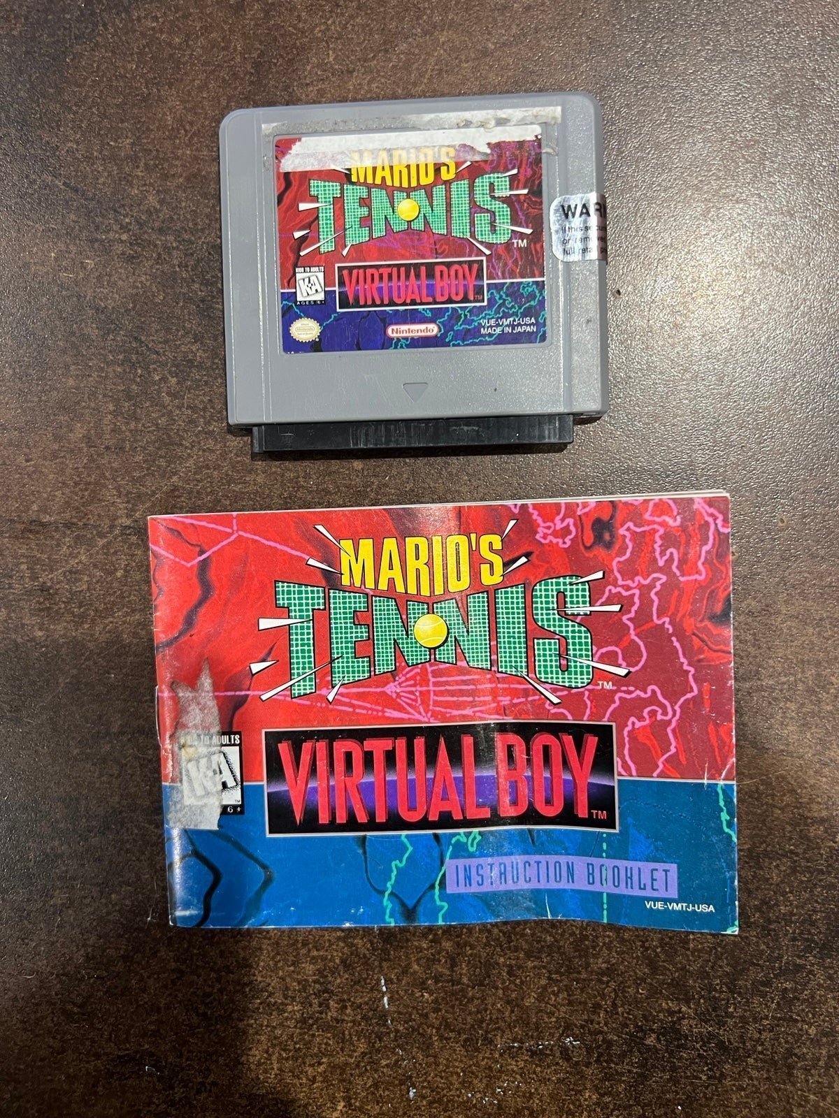 Mario's Tennis for Nintendo Virtual Boy with Manual - all Original & Authentic